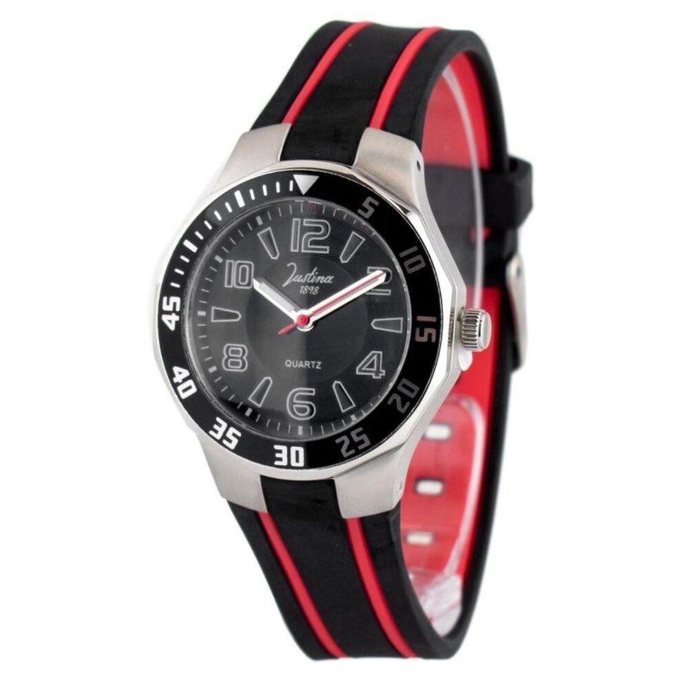 JUSTINA Rubber Sport Watch with Durable Strap Women Black Watches